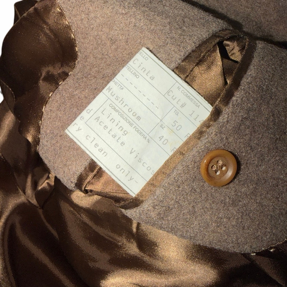 VTG Battaglia Italian Cashmere Wool Herringbone Trench Pea Overcoat 40R Mint - Picture 8 of 10